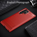 For Samsung Galaxy S22 Ultra 5G MOFI Gentleness Series Brushed Texture Carbon Fiber Soft TPU Case(Red)