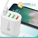 QC-04 QC3.0 + 3 x USB2.0 Multi-ports Charger with 3A USB to Type-C Data Cable, EU Plug(White)