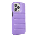 For iPhone 13 Thick Down Jacket Soft PU Phone Case (Purple)