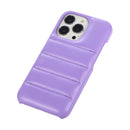 For iPhone 13 Thick Down Jacket Soft PU Phone Case (Purple)