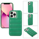 For iPhone 13 Pro Thick Down Jacket Soft PU Phone Case (Dark Green)
