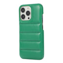 For iPhone 13 Pro Thick Down Jacket Soft PU Phone Case (Dark Green)