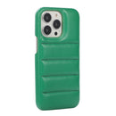 For iPhone 13 Pro Thick Down Jacket Soft PU Phone Case (Dark Green)