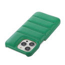For iPhone 13 Pro Thick Down Jacket Soft PU Phone Case (Dark Green)