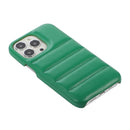 For iPhone 13 Pro Thick Down Jacket Soft PU Phone Case (Dark Green)