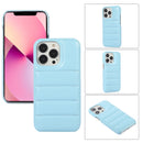 For iPhone 13 Pro Thick Down Jacket Soft PU Phone Case (Blue)