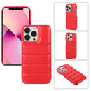 For iPhone 13 Pro Thick Down Jacket Soft PU Phone Case (Red)