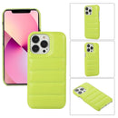 For iPhone 13 Pro Thick Down Jacket Soft PU Phone Case (Light Green)