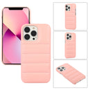For iPhone 13 Pro Thick Down Jacket Soft PU Phone Case (Pink)