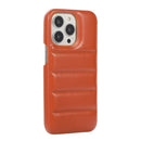 For iPhone 13 Pro Thick Down Jacket Soft PU Phone Case (Brown)