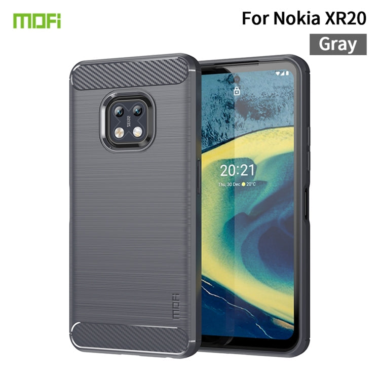 For Nokia XR20 MOFI Gentleness Series Brushed Texture Carbon Fiber Soft TPU Case(Gray)