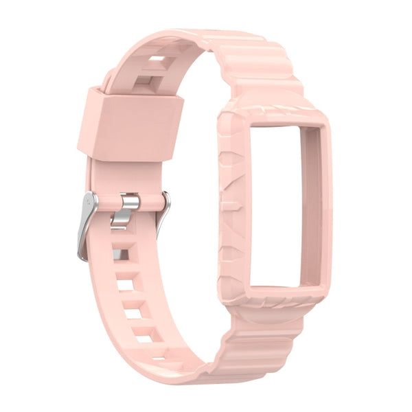 For Fitbit Charge 4 Silicone One Body Armor Watch Band(Pink)