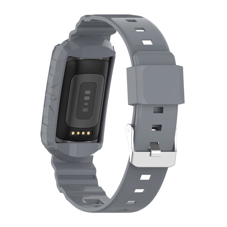 For Fitbit Charge 4 Silicone One Body Armor Watch Band(Gray)