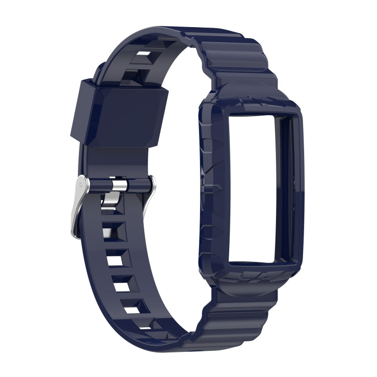 For Fitbit Charge 4 SE Silicone One Body Armor Watch Band(Navy Blue)