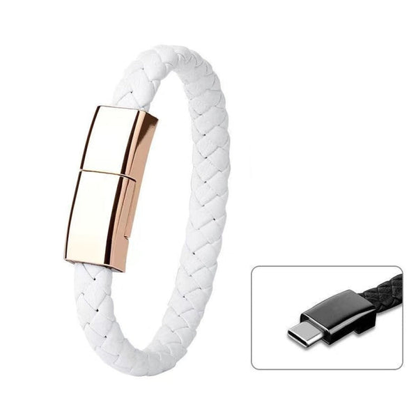 XJ-72 20cm USB to USB-C / Type-C Bracelet Charging Data Cable(White)