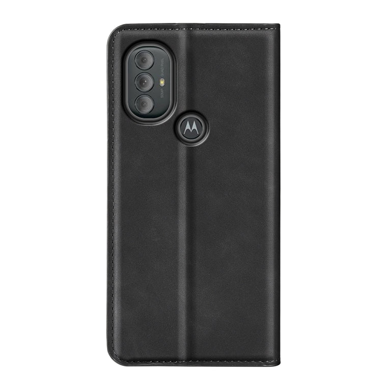 For Motorola Moto G Power 2022 Retro-skin Magnetic Suction Phone Leather Case with Holder & Card Slots & Wallet(Black)