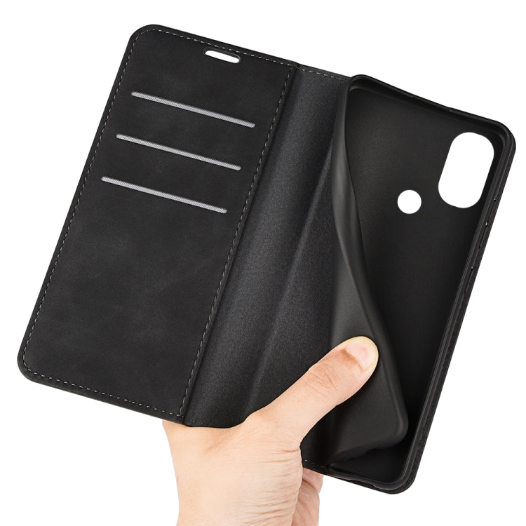 For Motorola Moto G Power 2022 Retro-skin Magnetic Suction Phone Leather Case with Holder & Card Slots & Wallet(Black)