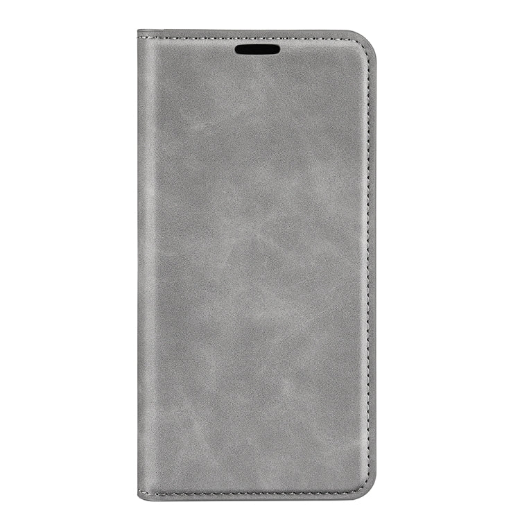 For Motorola Moto G Power 2022 Retro-skin Magnetic Suction Phone Leather Case with Holder & Card Slots & Wallet(Grey)