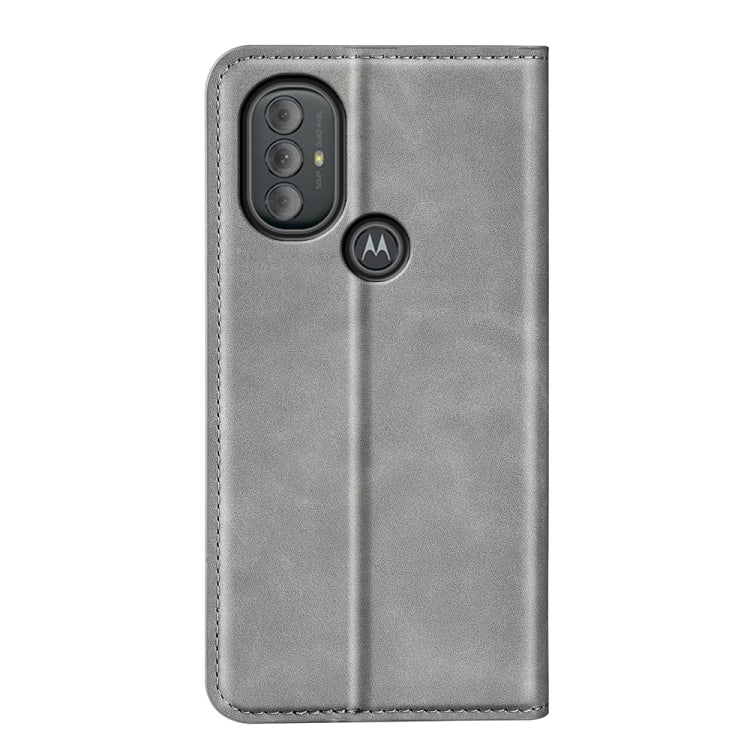 For Motorola Moto G Power 2022 Retro-skin Magnetic Suction Phone Leather Case with Holder & Card Slots & Wallet(Grey)