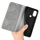For Motorola Moto G Power 2022 Retro-skin Magnetic Suction Phone Leather Case with Holder & Card Slots & Wallet(Grey)