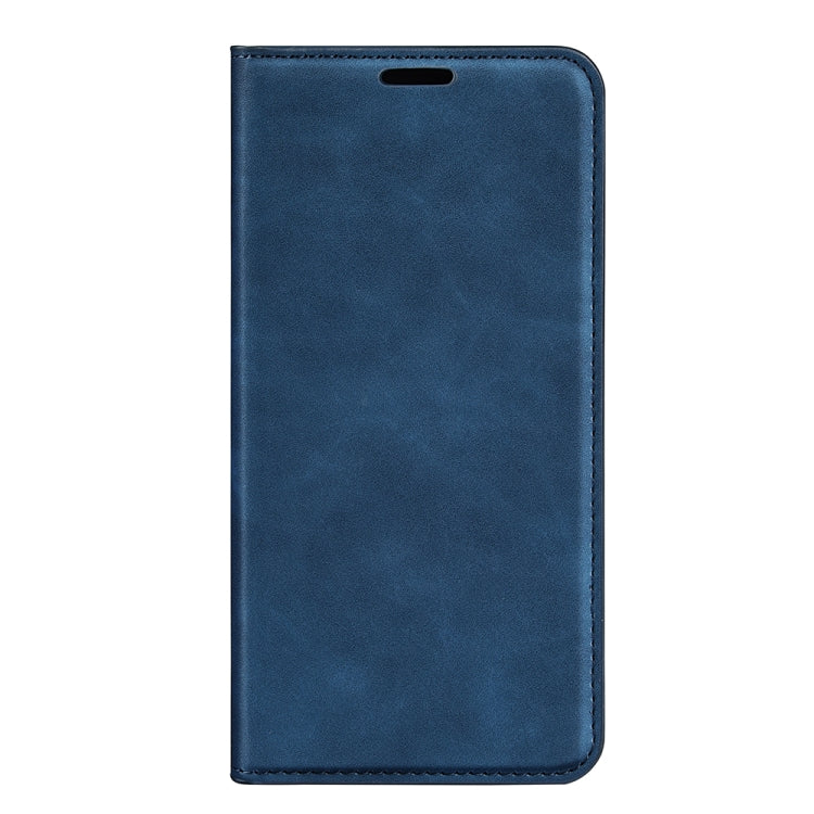 For Motorola Moto G Power 2022 Retro-skin Magnetic Suction Phone Leather Case with Holder & Card Slots & Wallet(Dark Blue)