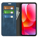 For Motorola Moto G Power 2022 Retro-skin Magnetic Suction Phone Leather Case with Holder & Card Slots & Wallet(Dark Blue)