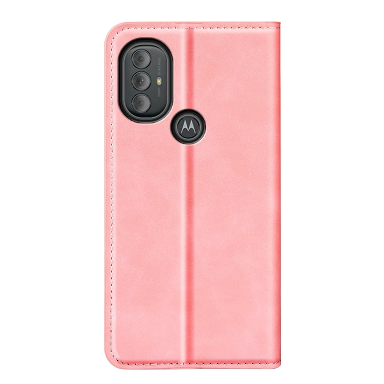 For Motorola Moto G Power 2022 Retro-skin Magnetic Suction Phone Leather Case with Holder & Card Slots & Wallet(Pink)