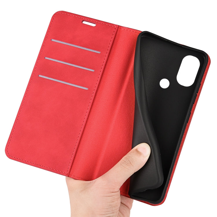 For Motorola Moto G Power 2022 Retro-skin Magnetic Suction Phone Leather Case with Holder & Card Slots & Wallet(Red)