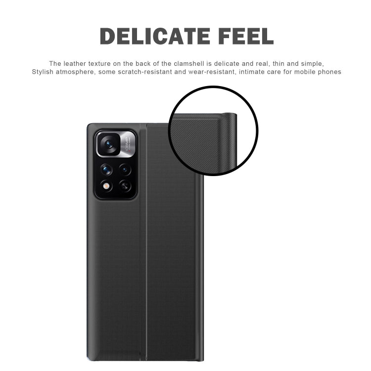 For Samsung Galaxy S22 Ultra 5G Side Display Magnetic Flip Plain Cloth + PC Case with Holder & Sleep / Wake-up Function(Silver)