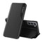 For Samsung Galaxy S22 5G Side Display Shockproof Horizontal Flip Leather Case with Holder(Black)