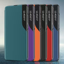 For Samsung Galaxy S22 5G Side Display Shockproof Horizontal Flip Leather Case with Holder(Green)