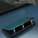 For Samsung Galaxy S22 Plus 5G Side Display Shockproof Horizontal Flip Leather Case with Holder(Green)