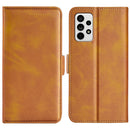 For Samsung Galaxy A33 5G Dual-side Magnetic Leather Case with Holder & Card Slots & Wallet(Yellow)
