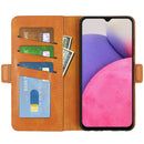 For Samsung Galaxy A33 5G Dual-side Magnetic Leather Case with Holder & Card Slots & Wallet(Yellow)