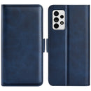 For Samsung Galaxy A33 5G Dual-side Magnetic Leather Case with Holder & Card Slots & Wallet(Dark Blue)