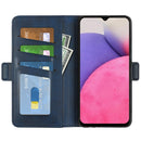 For Samsung Galaxy A33 5G Dual-side Magnetic Leather Case with Holder & Card Slots & Wallet(Dark Blue)