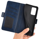 For Samsung Galaxy A33 5G Dual-side Magnetic Leather Case with Holder & Card Slots & Wallet(Dark Blue)