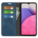 For Samsung Galaxy A33 5G Retro-skin Magnetic Leather Case with Holder & Card Slots & Wallet(Dark Blue)
