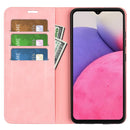 For Samsung Galaxy A33 5G Retro-skin Magnetic Leather Case with Holder & Card Slots & Wallet(Pink)