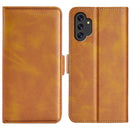 For Samsung Galaxy A13 4G Dual-side Magnetic Buckle Horizontal Flip Leather Case with Holder & Card Slots & Wallet(Yellow)