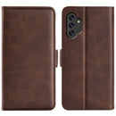 For Samsung Galaxy A13 4G Dual-side Magnetic Buckle Horizontal Flip Leather Case with Holder & Card Slots & Wallet(Brown)