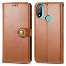 For Motorola Moto E20 Retro Solid Color Buckle Leather Phone Case(Brown)