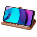 For Motorola Moto E20 Retro Solid Color Buckle Leather Phone Case(Brown)