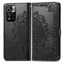 Mandala Flower Embossed Flip Leather Phone Case For Xiaomi Redmi Note 11 Pro / 11 Pro+(Black)