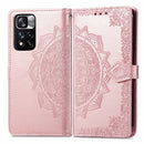 Mandala Flower Embossed Flip Leather Phone Case For Xiaomi Redmi Note 11 Pro / 11 Pro+(Rose Gold)