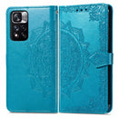 Mandala Flower Embossed Flip Leather Phone Case For Xiaomi Redmi Note 11 Pro / 11 Pro+(Blue)