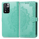 Mandala Flower Embossed Flip Leather Phone Case For Xiaomi Redmi Note 11 Pro / 11 Pro+(Green)