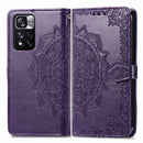 Mandala Flower Embossed Flip Leather Phone Case For Xiaomi Redmi Note 11 Pro / 11 Pro+(Purple)