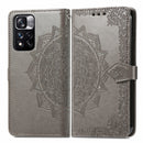 Mandala Flower Embossed Flip Leather Phone Case For Xiaomi Redmi Note 11 Pro / 11 Pro+(Grey)