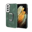 Ring Holder PU Phone Case For Samsung Galaxy S22 5G(Dark green)